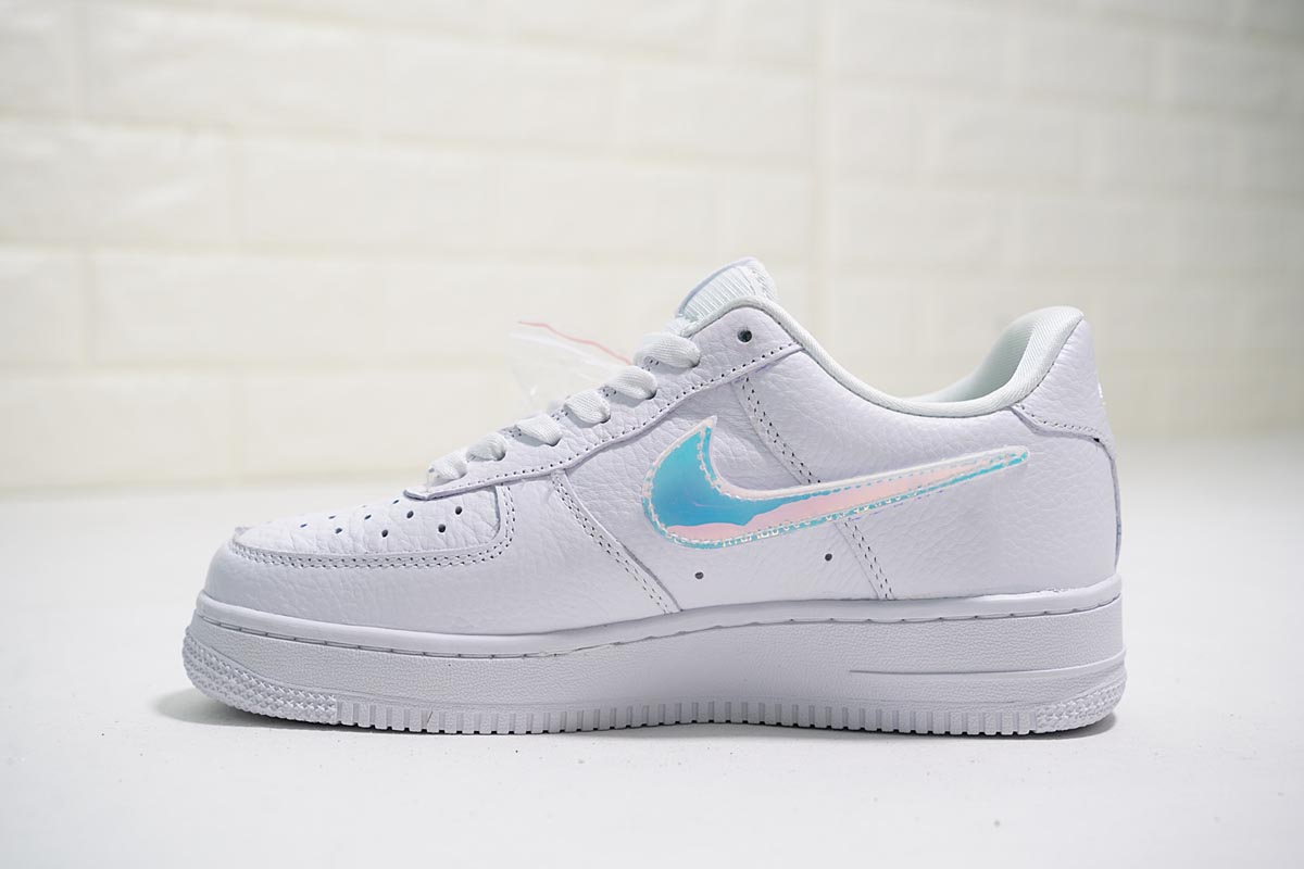 Nike Air Force 1-100 White Replaceable Iridescent Swoosh