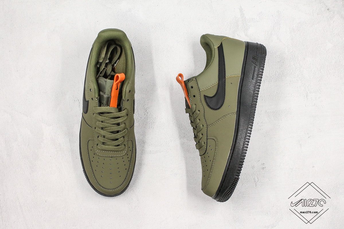 olive green and black air force ones