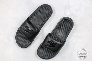 nike slippers all black