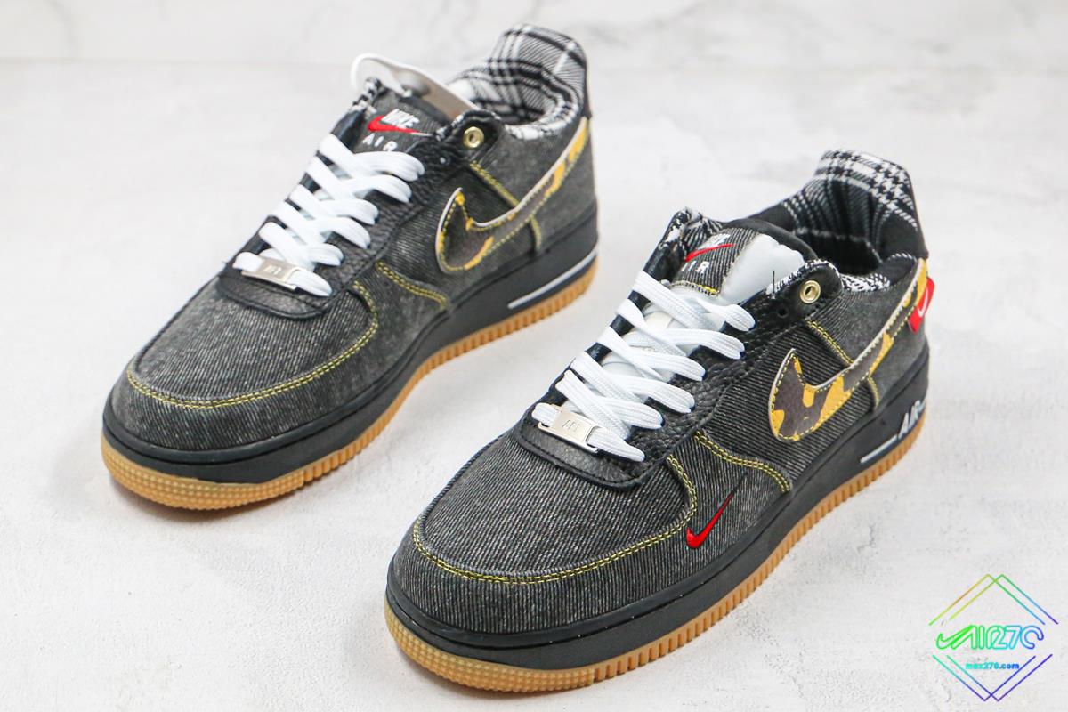 Nike Air Force One Af1 Low Camo Denim Remix Boy's Athletic Sneakers Sz  5Y