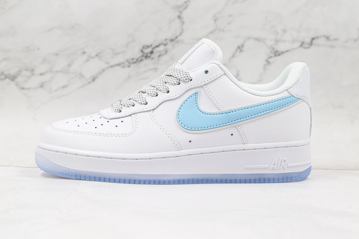 white and light blue air force 1